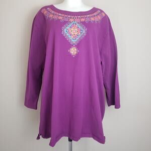 Sabaku Artwear Purple Aztec Southwest 3/4 Sleeve Jersey Shirt Top USA Women's 1X